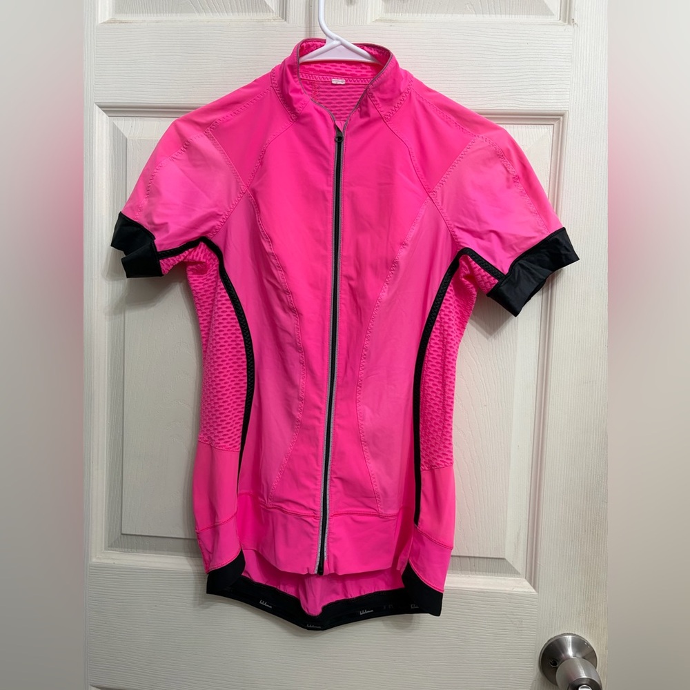 lululemon athletica Hot Pink + Black Short-Sleeve Cycling Jersey